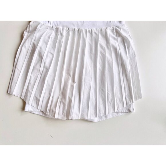 VARLEY Carina White Stretch Technical Weave Pleated Tennis Dress, Size L - Picture 8 of 16